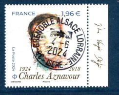 France 2024 Charles Aznavour.Cachet Rond Gomme D'origine - Gebraucht