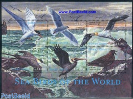 Sierra Leone 2000 Sea Birds 6v M/s, Caspian, Mint NH, Nature - Birds - Other & Unclassified