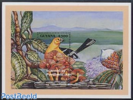 Guyana 1996 Mushrooms/bird S/s, Mint NH, Nature - Birds - Mushrooms - Pilze