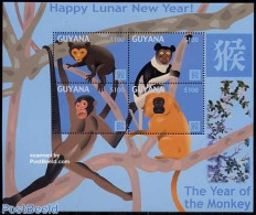 Guyana 2004 Year Of The Monkey 4v M/s, Mint NH, Nature - Various - Monkeys - New Year - Nieuwjaar