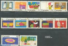 Canada 1970 Christmas 12v (2v+2x[::::]), Phosphor, Mint NH, Religion - Christmas - Art - Children Drawings - Unused Stamps