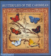 Saint Vincent 2001 Butterflies/map 6v M/s, Mint NH, Nature - Various - Butterflies - Maps - Géographie