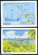 Dominica 1987 Discovery Of America 2 S/s, Mint NH, History - Transport - Various - Explorers - Ships And Boats - Maps - Onderzoekers