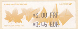 1 ATM LISA. 54è SALON PHILATHELIQUE D"AUTOMNE PARIS  2000. 3.00F  Neuf** - 2010-... Illustrated Franking Labels