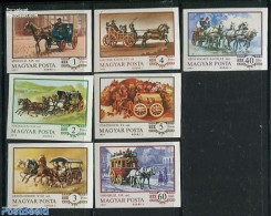 Hungary 1977 Coaches 7v Imperforated, Mint NH, Nature - Transport - Horses - Coaches - Ongebruikt