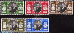 Monaco 1981 Silver Wedding 5v, Mint NH, History - Kings & Queens (Royalty) - Ongebruikt