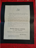 Faire Part Décès MADAME EDOUARD GONDRE NEE AMELIE DUCHAMP 1929 LE PUY YSSINGEAUX BESANCON - Historical Documents