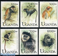 Uganda 1999 Monkeys 6v, Mint NH, Nature - Animals (others & Mixed) - Monkeys - Other & Unclassified