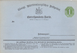 AD Wurttemberg Korrespondenzkarte Circa 1883 - Andere & Zonder Classificatie