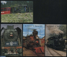 Sao Tome/Principe 1997 Swiss Railways 4 S/s, Mint NH, Transport - Railways - Trains