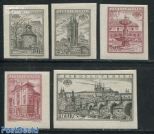 Czechoslovkia 1955 Praha 1955 5v Imperforated, Mint NH, Art - Bridges And Tunnels - Autres & Non Classés