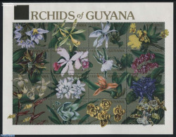 Guyana 1990 Orchids 16v M/s, Mint NH, Nature - Flowers & Plants - Orchids - Guyana (1966-...)