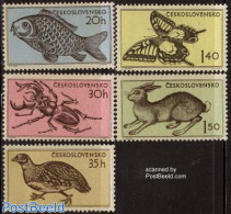 Czechoslovkia 1955 Animals 5v, Unused (hinged), Nature - Animals (others & Mixed) - Birds - Butterflies - Fish - Wild .. - Other & Unclassified