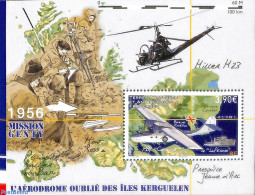 French Antarctic Territory 2018 L'Aerodrome Oblié Des îles Kerguelen S/s, Mint NH, Transport - Various - Helicopters.. - Neufs