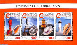 Central Africa 2018 Lighthouses And Shells 4v M/s, Mint NH, Nature - Various - Shells & Crustaceans - Lighthouses & Sa.. - Meereswelt