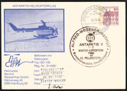 1986 Germany Antarctic Polar Expedition Helicopter Flight On Postal Stationery Card - Expéditions Antarctiques