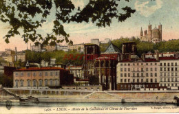 CPA LYON - ABSIDE DE LA CATHEDRALE ET COTEAU DE FOURVIERE - Autres & Non Classés