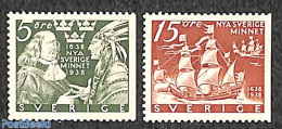 Sweden 1938 Delaware 2v,  Left Or Right Side Imperforated, Mint NH, Transport - Ships And Boats - Unused Stamps