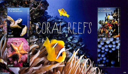 Saint Vincent 2013 Coral Reefs 4v M/s, Mint NH, Nature - Fish - Turtles - Vissen