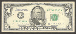 United States Federal Reserve Note 50 Dollars Grant 1988 VF+ Crisp - Federal Reserve Notes (1928-...)