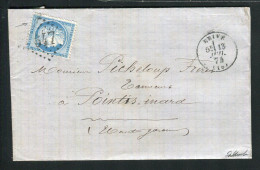 Belle Lettre De Brive Pour Pointis Inard ( 1874 ) Avec Un N° 60 - Variété Barre Blanche à Travers FRANC - 1849-1876: Klassik