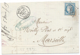 LT5992  N°60/Lettre, Oblitéré GC étranger 5042 MASCARA(Algérie) Pour Marseille(12) Du 26 Févr. 1872 - 1871-1875 Cérès