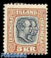 Iceland 1907 5Kr, Stamp Out Of Set, Unused (hinged) - Ungebraucht