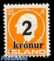 Iceland 1925 2kr On 25a, Stamp Out Of Set, Mint NH - Ongebruikt