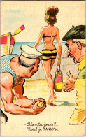 Carte Humour -  Femme En Maillot De Bain  , Alors Tu Joues  ? Non Je Fannyse  AQ1084  Photochrom - Humour