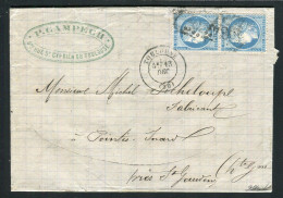 Belle Lettre De Toulouse Pour Pointis Inard ( 1871 ) Avec Une Paire De N° 60 - 1849-1876: Klassik