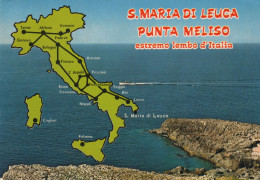 CARTOLINA ITALIA 1978 LECCE SANTA MARIA DI LEUCA PUNTA MELISO MAPPA Italy Postcard ITALIEN Ansichtskarten - Lecce