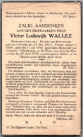 Bidprentje Velzeke - Wallez Victor Lodewijk (1857-1935) Priester - Images Religieuses