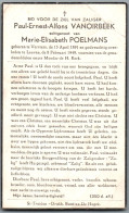 Bidprentje Verviers - Vanoirbeek Paul Ernest Alfons (1891-1949) Hoekplooi - Devotion Images