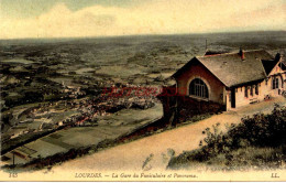 CPA LOURDES - LA GARE DU FUNICULAIRE ET PANORAMA - Lourdes