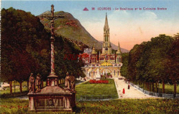 CPA LOURDES - LA BASILIQUE ET LE CALVAIRE BRETON - Lourdes