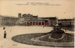 CPA SAINT GERMAIN EN LAYE - L'AMOUR EN FOLIE - L'EGLISE, LA GARE ET LA MAIRIE - St. Germain En Laye