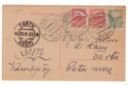 Estonia,Postal History,PC Kambja To Tartu,1922,Estland - Estonie