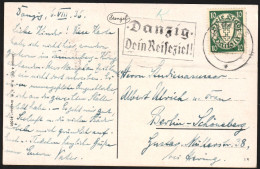 1936 Free City Of Danzig Postally Travelled Picture Postcard With Slogan Cancellation - Covers & Documents