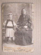 Boy In A Costume With A Cap And His Grandmother / Serbia, Beograd - Photo: Braća Djonić ( Old Photo On Cardboard ) - Old (before 1900)