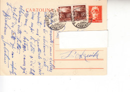 ITALIA  1946 - Intero Postale  Da   Pescara A L'Aquila   Con Integrazione - Entiers Postaux