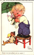 Carte Humour - Enfants -  Ouvre Ton Parachute , On Va Sauter  , Chien , Marionnette Pinocchio                  AQ1094 MD - Humour