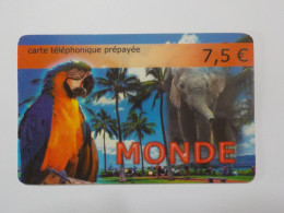 CARTE TELEPHONIQUE     " Monde "    7.5 Euros - Kaarten Voor De Telefooncel (herlaadbaar)