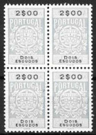 Fiscal/ Revenue, Portugal - Estampilha Fiscal, Série De 1940 -|- 2$00 - Block MNH - Ungebraucht