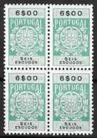 Fiscal/ Revenue, Portugal - Estampilha Fiscal, Série De 1940 -|- 6$00 - Block . MNH - Neufs