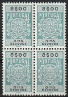 Fiscal/ Revenue, Portugal - Estampilha Fiscal, Série De 1940 -|- 8$00 - Block . MNH - Ungebraucht