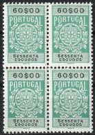 Fiscal/ Revenue, Portugal - Estampilha Fiscal, Série De 1940 -|- 60$00 - Block . MNH - Neufs