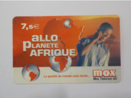 CARTE TELEPHONIQUE      Mox Telecom AG     "Allo Planete Afrique"    7.5 Euros - Kaarten Voor De Telefooncel (herlaadbaar)