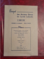 Menus 1974  ASSOCIATION DES ANCIENS ELEVES DU LYCEE LALANDE BOURG EN BRESSE - Menus