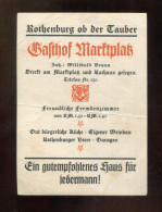 "GASTHOF MARKTPLATZ, ROTHENBURG O.d. TAUBER" Aeltere Werbekarte Incl. Stadtplan (A2193) - Publicités