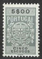 Fiscal/ Revenue, Portugal - Estampilha Fiscal. Série De 1940 -|- 5$00 - MNH (Variante De Cor - Mais Claro) - Unused Stamps